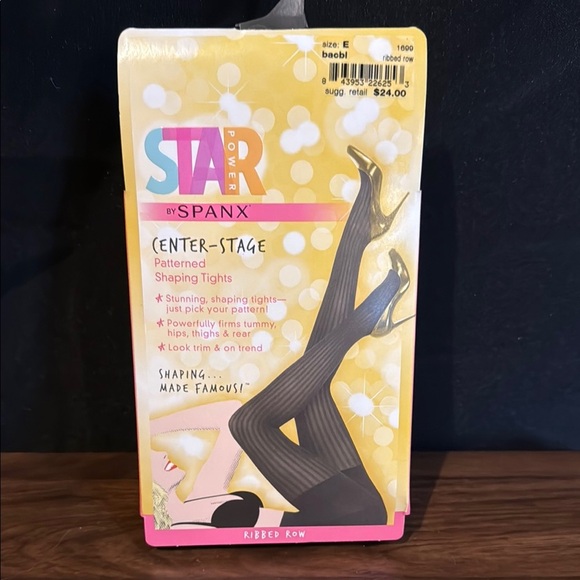 Spanx Center-Stage Patterned Ribbed Row Shaping Tights, size E - Picture 1 of 3